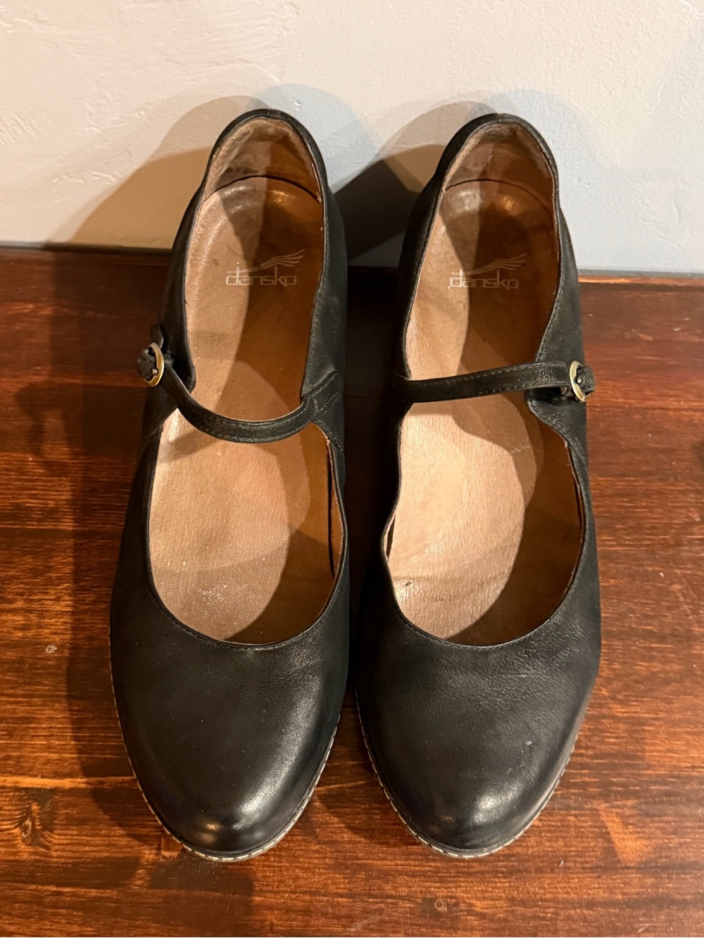 EUC Dansko Loralie Black Mary Jane Leather Wedge